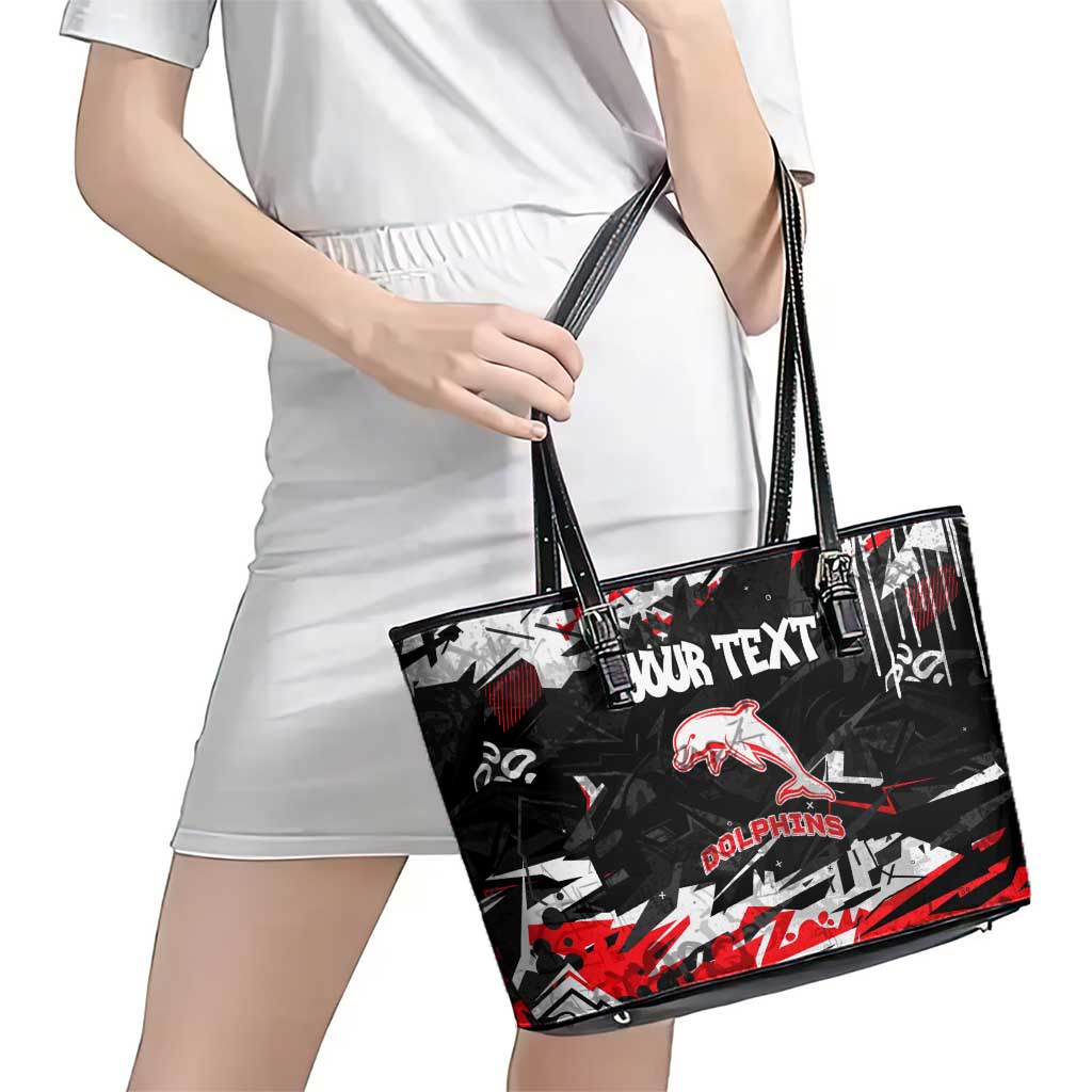 Personalized Dolphins Leather Tote Bag Graffiti Grunge Abstract Urban Street Style Design