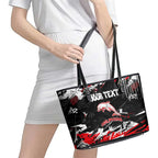 Personalized Dolphins Leather Tote Bag Graffiti Grunge Abstract Urban Street Style Design