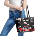 Personalized Dolphins Leather Tote Bag Graffiti Grunge Abstract Urban Street Style Design