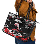 Personalized Dolphins Leather Tote Bag Graffiti Grunge Abstract Urban Street Style Design