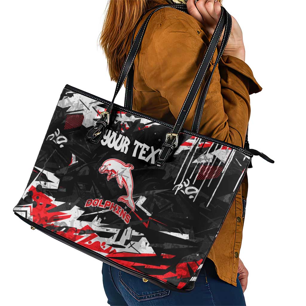 Personalized Dolphins Leather Tote Bag Graffiti Grunge Abstract Urban Street Style Design