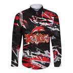 Personalized Dolphins Long Sleeve Button Shirt Graffiti Grunge Abstract Urban Street Style Design