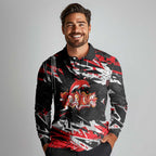 Personalized Dolphins Long Sleeve Polo Shirt Graffiti Grunge Abstract Urban Street Style Design