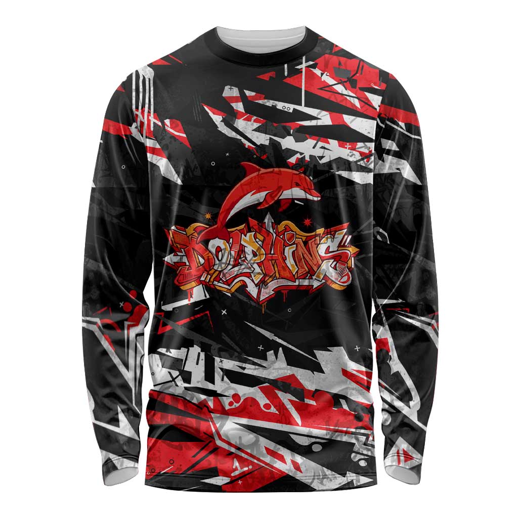 Personalized Dolphins Long Sleeve Shirt Graffiti Grunge Abstract Urban Street Style Design
