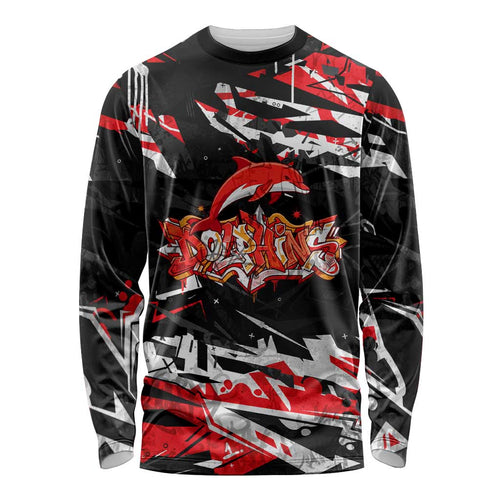 Personalized Dolphins Long Sleeve Shirt Graffiti Grunge Abstract Urban Street Style Design