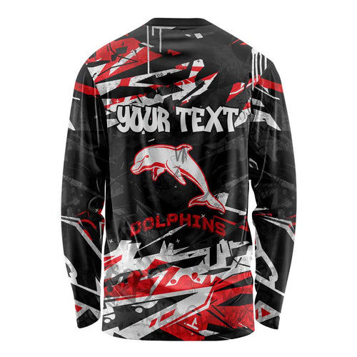 Personalized Dolphins Long Sleeve Shirt Graffiti Grunge Abstract Urban Street Style Design