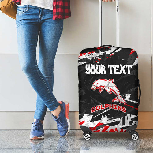 Personalized Dolphins Luggage Cover Graffiti Grunge Abstract Urban Street Style Design