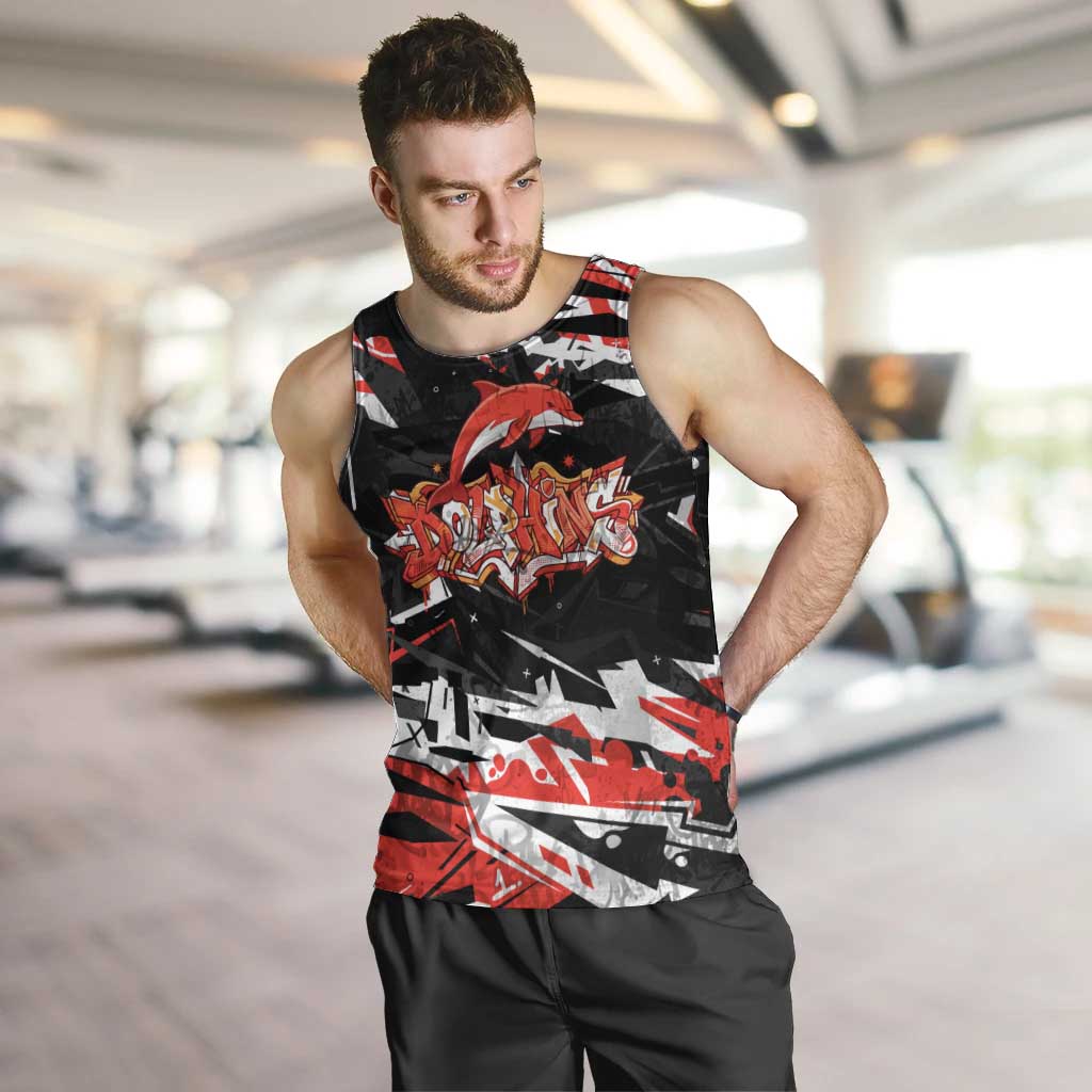 Personalized Dolphins Men Tank Top Graffiti Grunge Abstract Urban Street Style Design