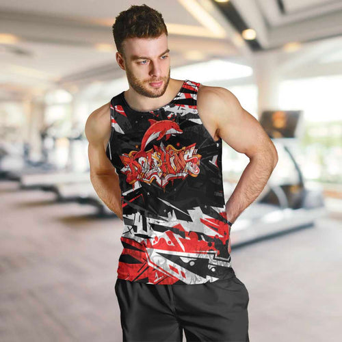 Personalized Dolphins Men Tank Top Graffiti Grunge Abstract Urban Street Style Design