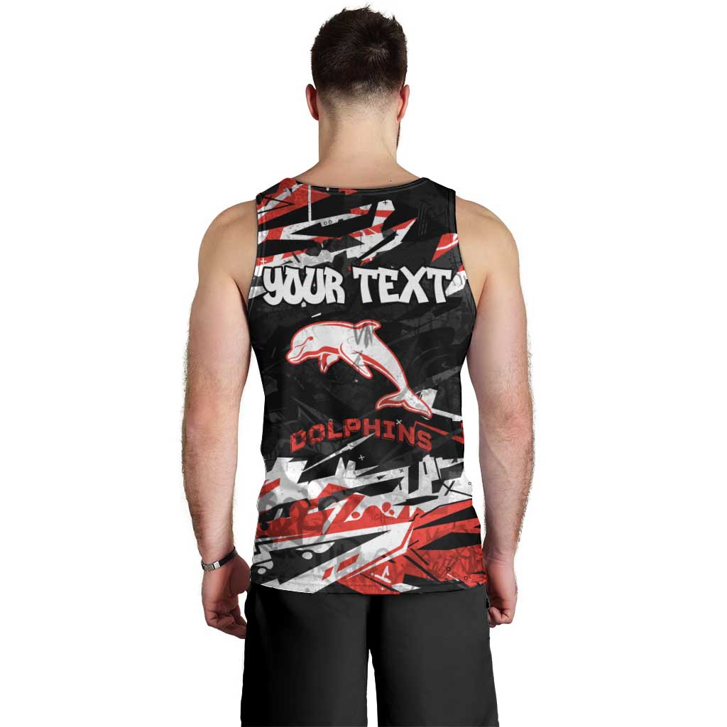 Personalized Dolphins Men Tank Top Graffiti Grunge Abstract Urban Street Style Design