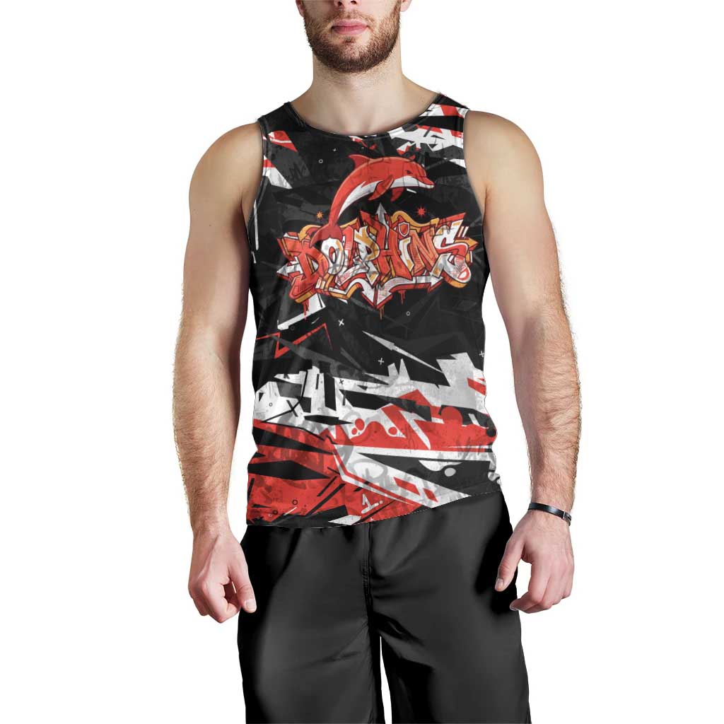 Personalized Dolphins Men Tank Top Graffiti Grunge Abstract Urban Street Style Design