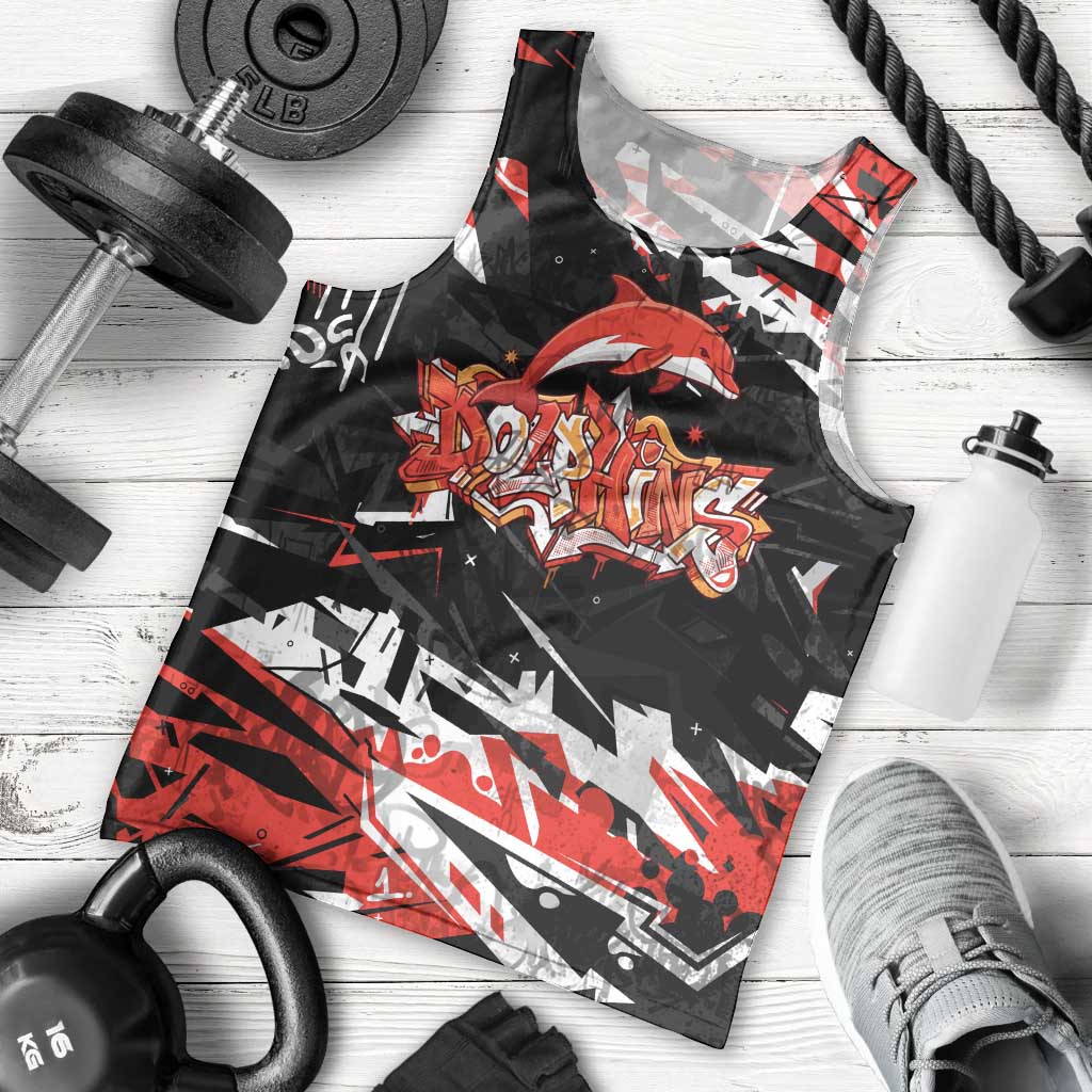 Personalized Dolphins Men Tank Top Graffiti Grunge Abstract Urban Street Style Design