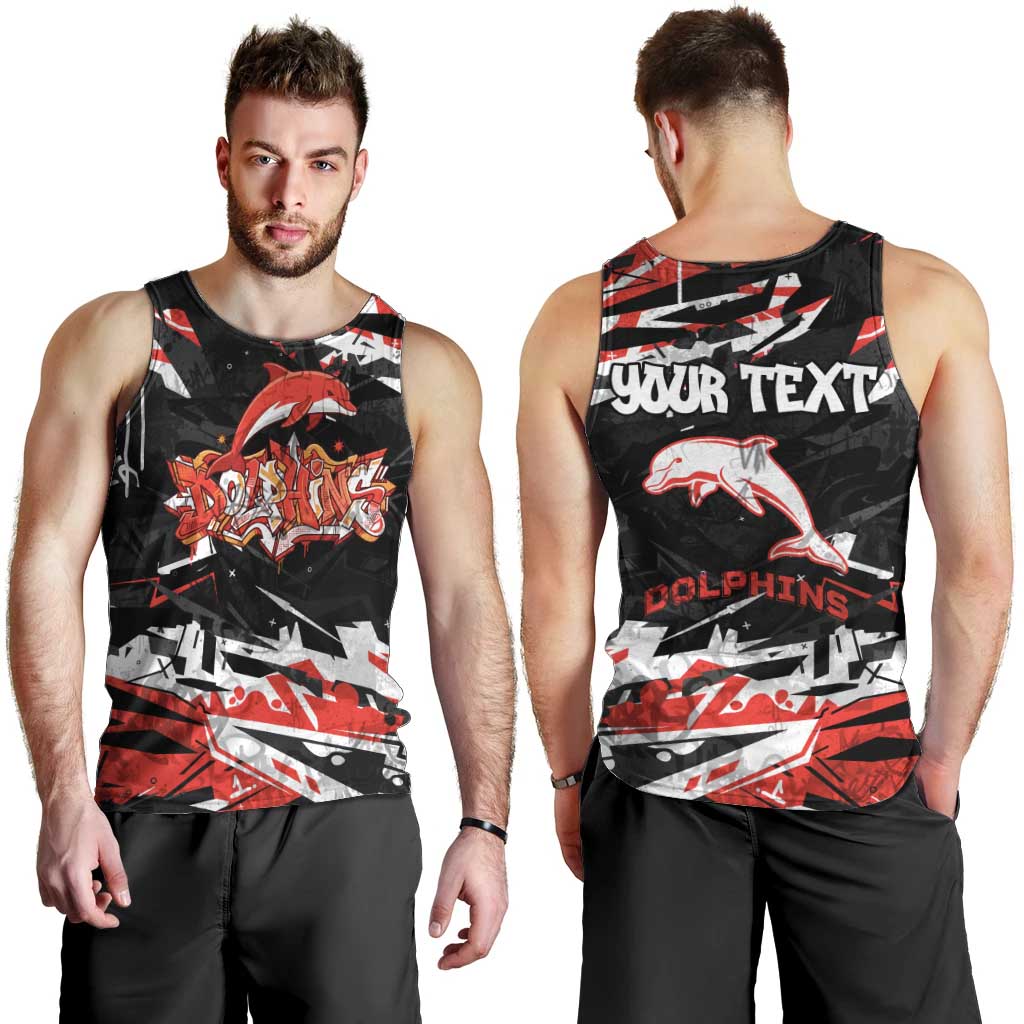 Personalized Dolphins Men Tank Top Graffiti Grunge Abstract Urban Street Style Design