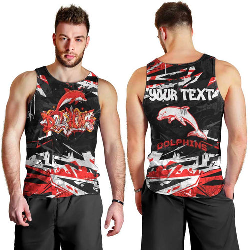 Personalized Dolphins Men Tank Top Graffiti Grunge Abstract Urban Street Style Design