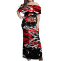 Personalized Dolphins Off Shoulder Maxi Dress Graffiti Grunge Abstract Urban Street Style Design