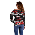Personalized Dolphins Off Shoulder Sweater Graffiti Grunge Abstract Urban Street Style Design