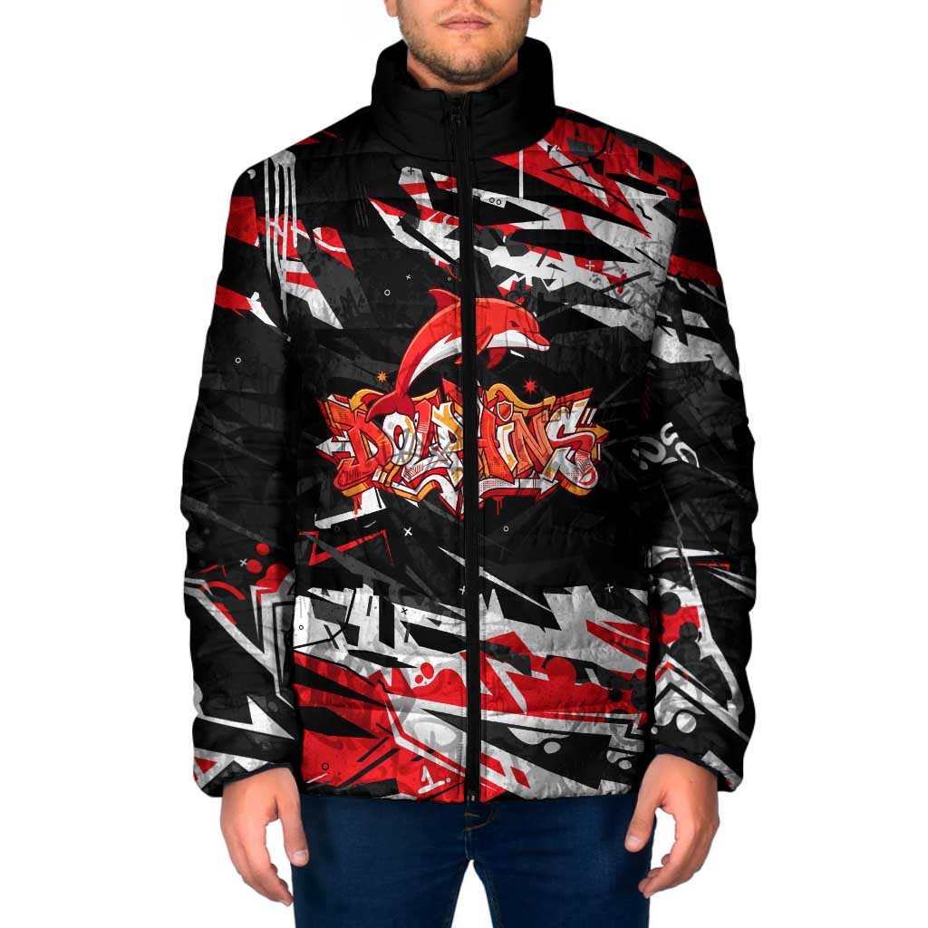Personalized Dolphins Padded Jacket Graffiti Grunge Abstract Urban Street Style Design