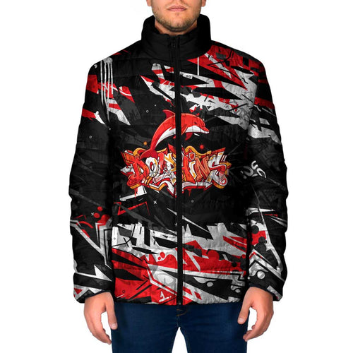 Personalized Dolphins Padded Jacket Graffiti Grunge Abstract Urban Street Style Design