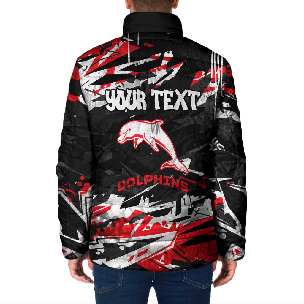 Personalized Dolphins Padded Jacket Graffiti Grunge Abstract Urban Street Style Design