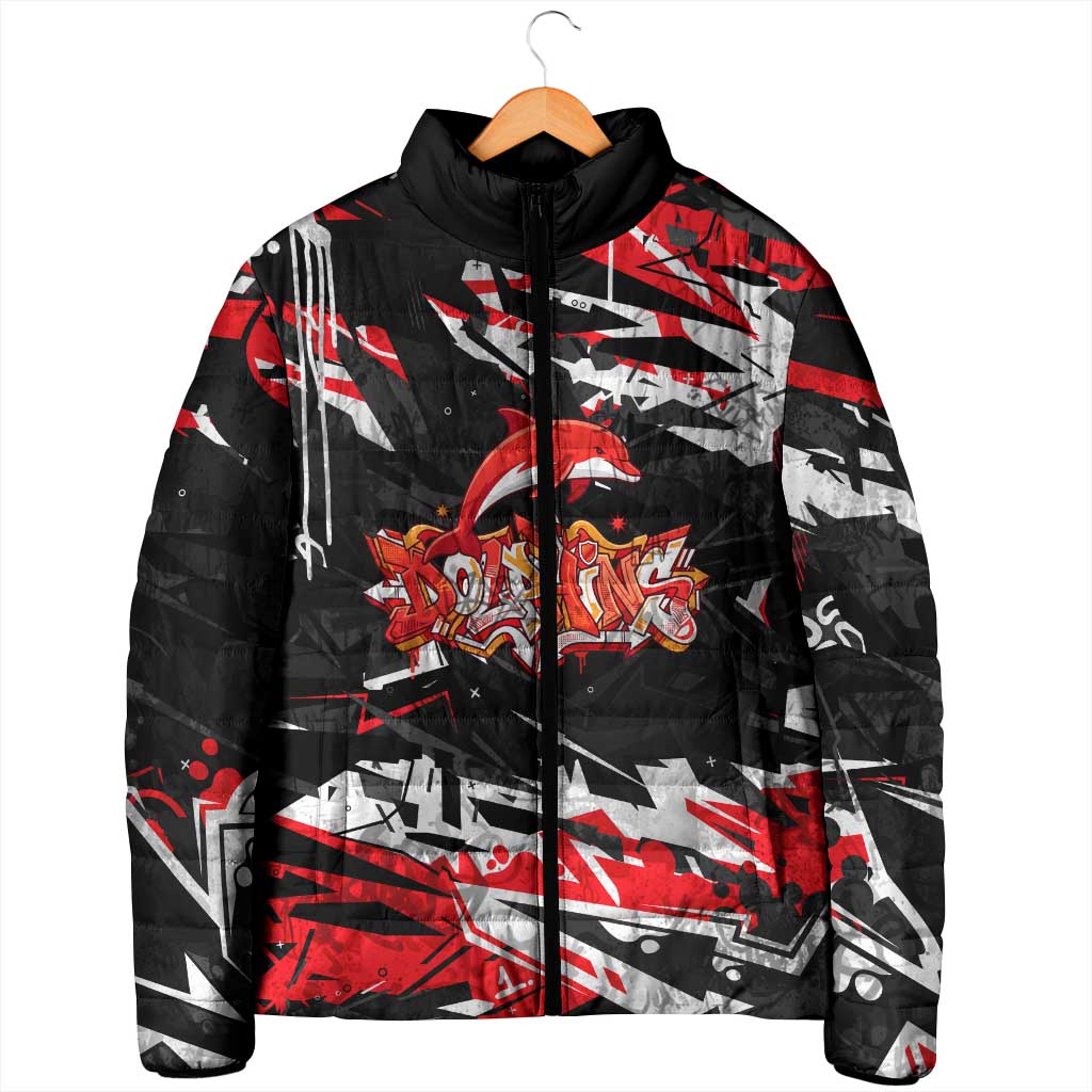 Personalized Dolphins Padded Jacket Graffiti Grunge Abstract Urban Street Style Design