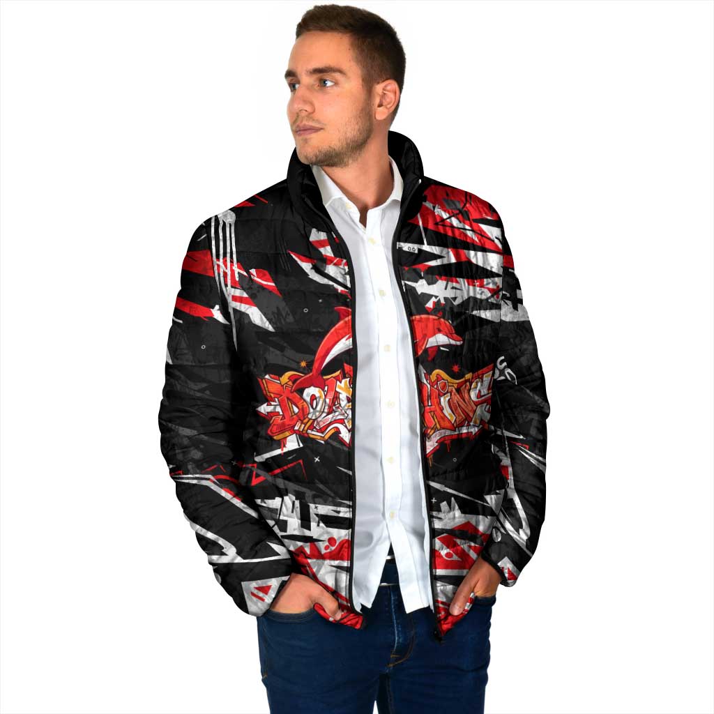 Personalized Dolphins Padded Jacket Graffiti Grunge Abstract Urban Street Style Design