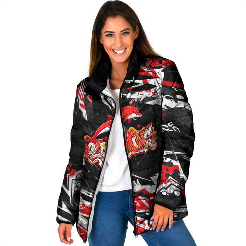 Personalized Dolphins Padded Jacket Graffiti Grunge Abstract Urban Street Style Design