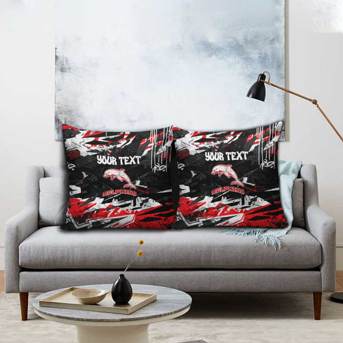Personalized Dolphins Pillow Cover Graffiti Grunge Abstract Urban Street Style Design