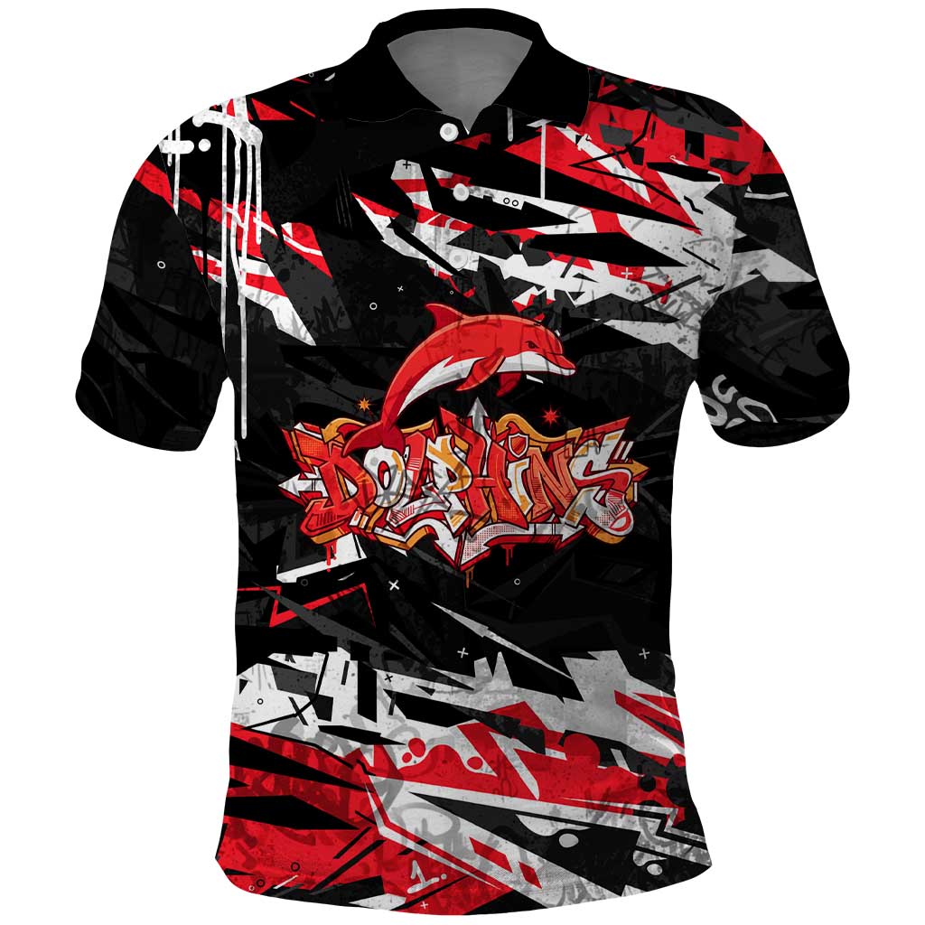 Personalized Dolphins Polo Shirt Graffiti Grunge Abstract Urban Street Style Design