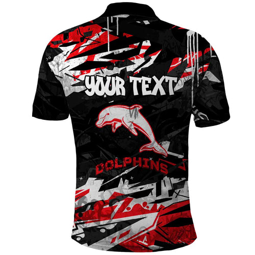Personalized Dolphins Polo Shirt Graffiti Grunge Abstract Urban Street Style Design