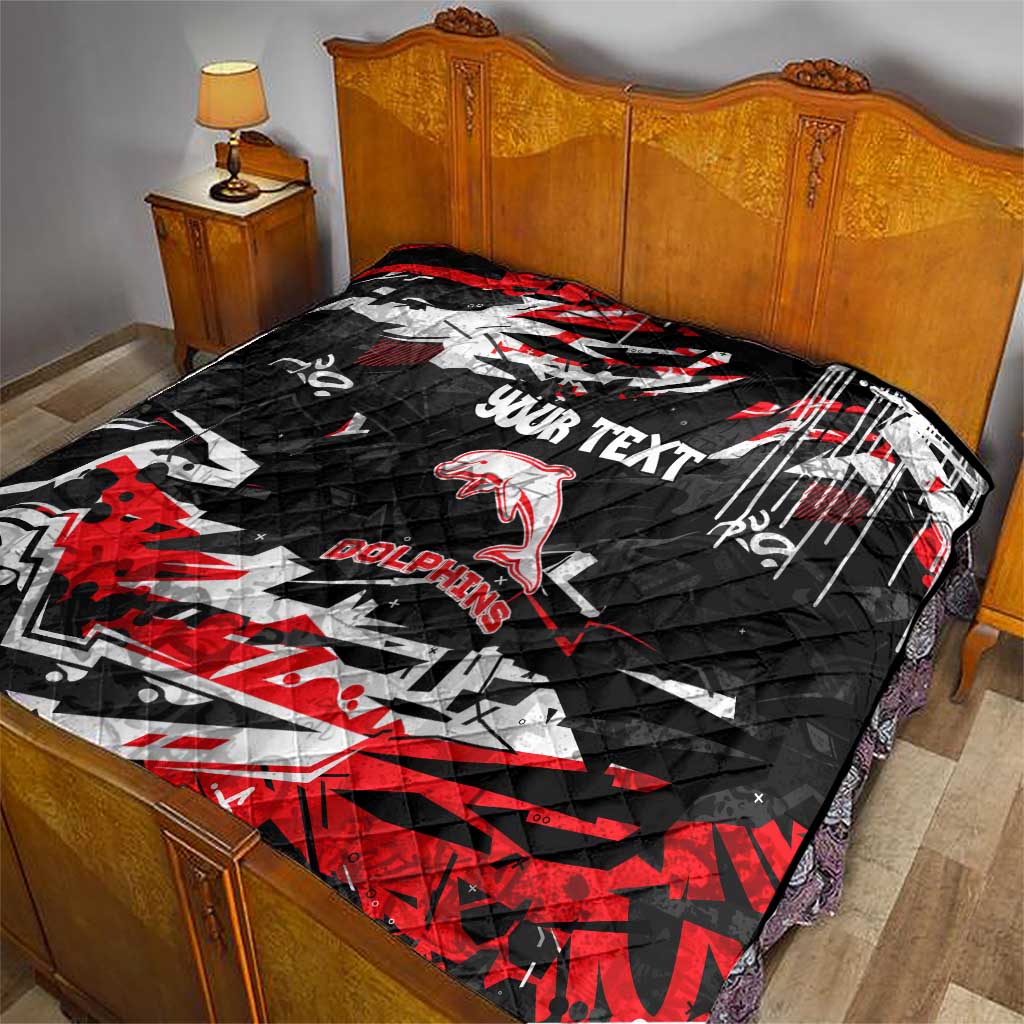 Personalized Dolphins Quilt Graffiti Grunge Abstract Urban Street Style Design