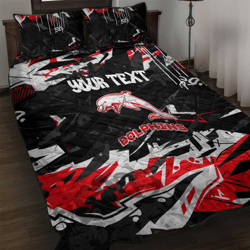 Personalized Dolphins Quilt Bed Set Graffiti Grunge Abstract Urban Street Style Design
