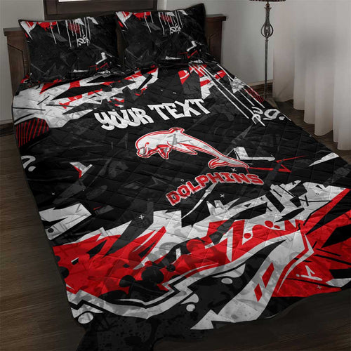 Personalized Dolphins Quilt Bed Set Graffiti Grunge Abstract Urban Street Style Design