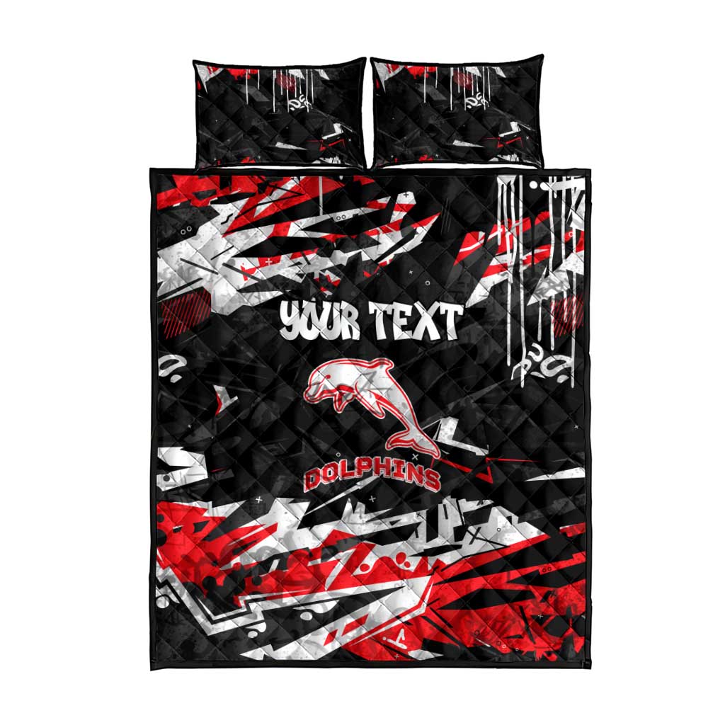 Personalized Dolphins Quilt Bed Set Graffiti Grunge Abstract Urban Street Style Design