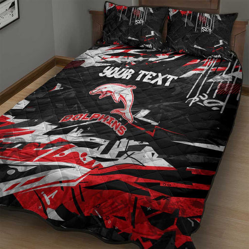Personalized Dolphins Quilt Bed Set Graffiti Grunge Abstract Urban Street Style Design