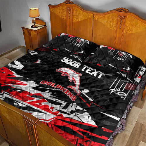 Personalized Dolphins Quilt Bed Set Graffiti Grunge Abstract Urban Street Style Design