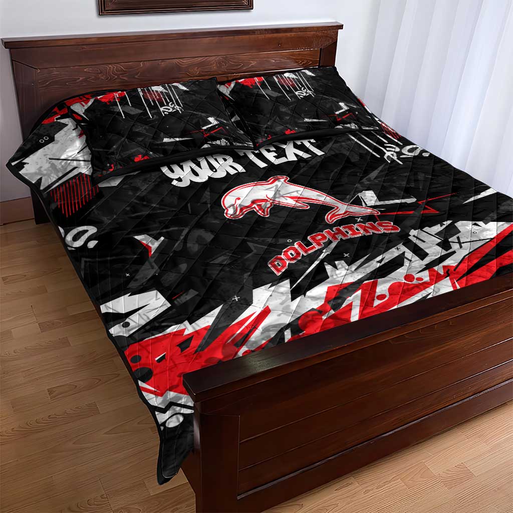 Personalized Dolphins Quilt Bed Set Graffiti Grunge Abstract Urban Street Style Design