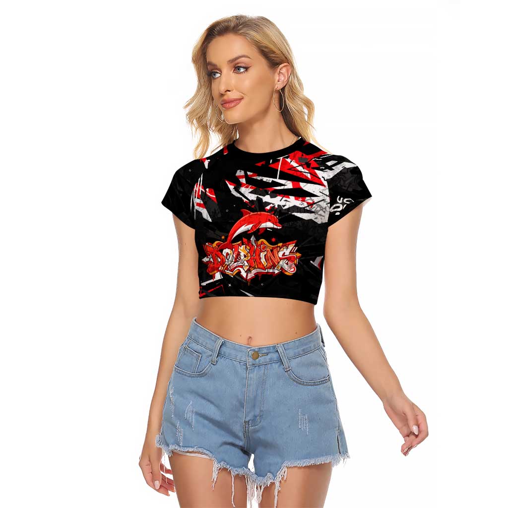 Personalized Dolphins Raglan Cropped T Shirt Graffiti Grunge Abstract Urban Street Style Design
