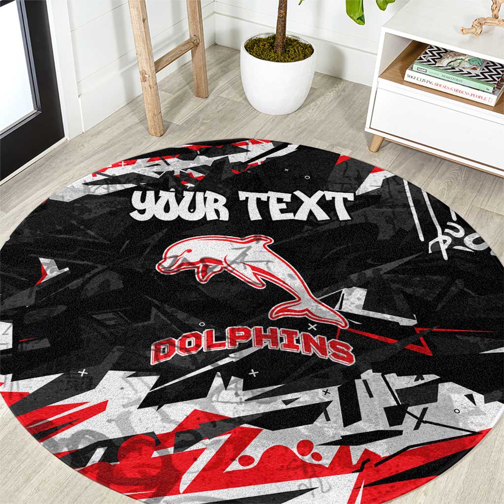 Personalized Dolphins Round Carpet Graffiti Grunge Abstract Urban Street Style Design