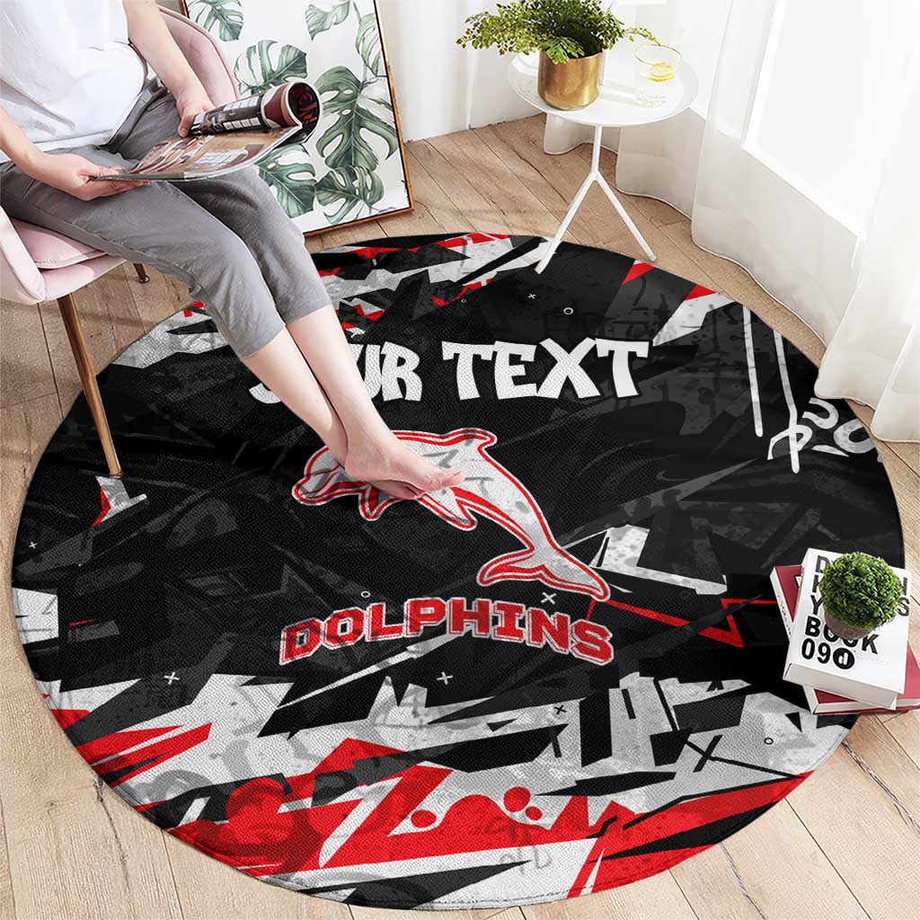 Personalized Dolphins Round Carpet Graffiti Grunge Abstract Urban Street Style Design