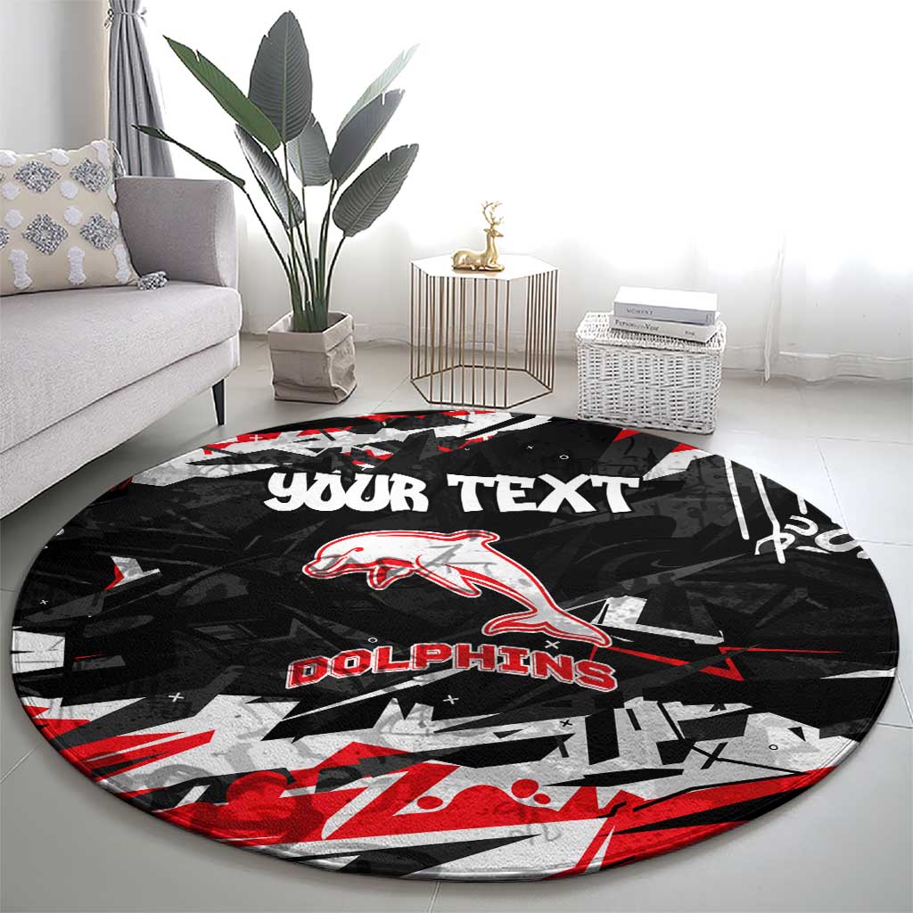 Personalized Dolphins Round Carpet Graffiti Grunge Abstract Urban Street Style Design