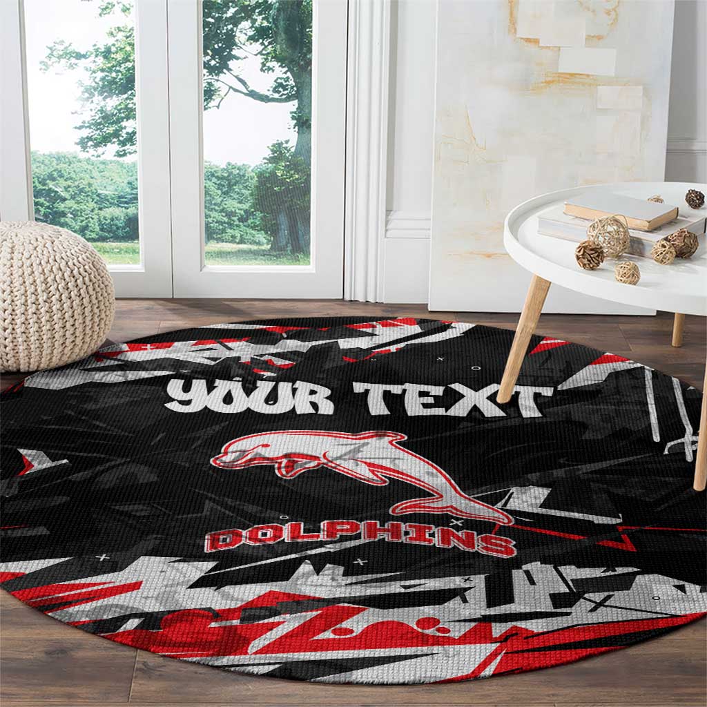 Personalized Dolphins Round Carpet Graffiti Grunge Abstract Urban Street Style Design