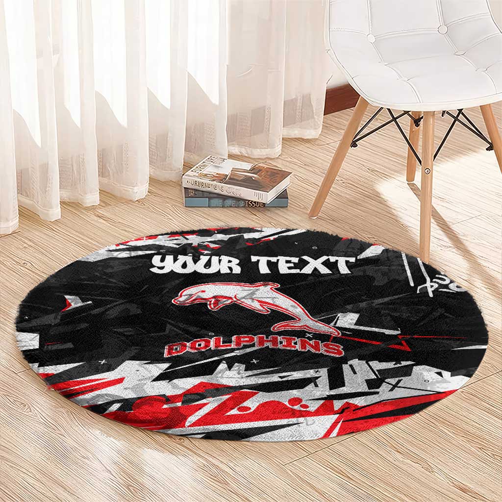 Personalized Dolphins Round Carpet Graffiti Grunge Abstract Urban Street Style Design