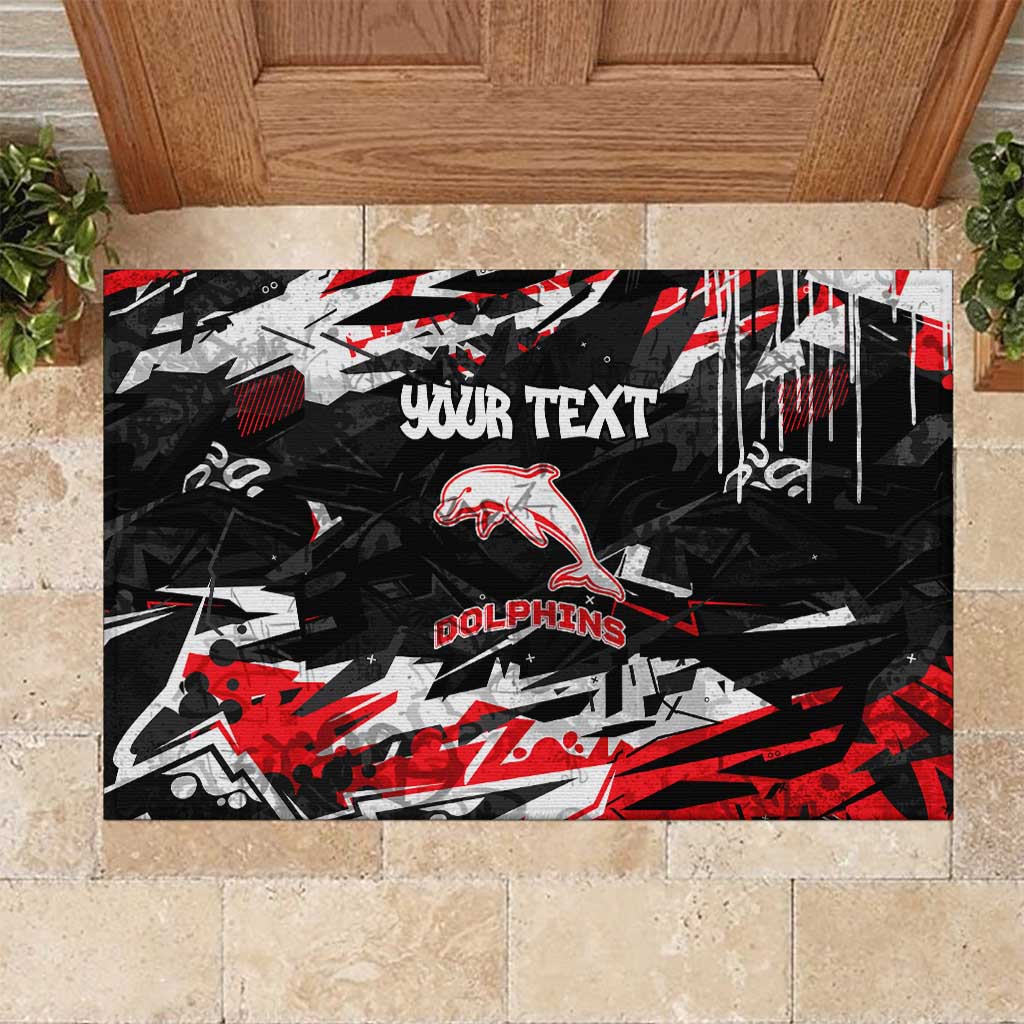 Personalized Dolphins Rubber Doormat Graffiti Grunge Abstract Urban Street Style Design