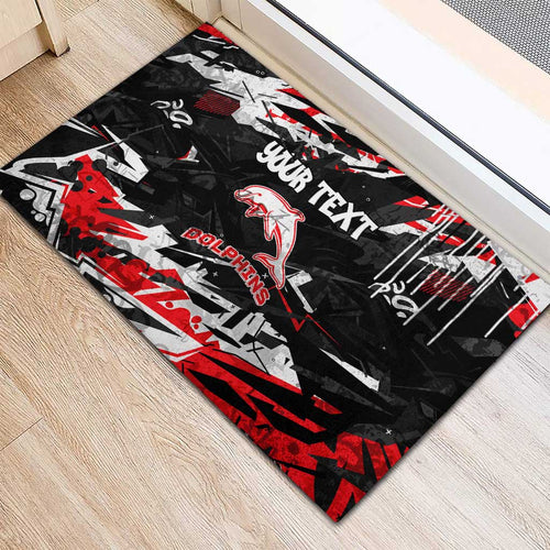 Personalized Dolphins Rubber Doormat Graffiti Grunge Abstract Urban Street Style Design