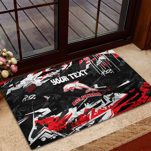 Personalized Dolphins Rubber Doormat Graffiti Grunge Abstract Urban Street Style Design