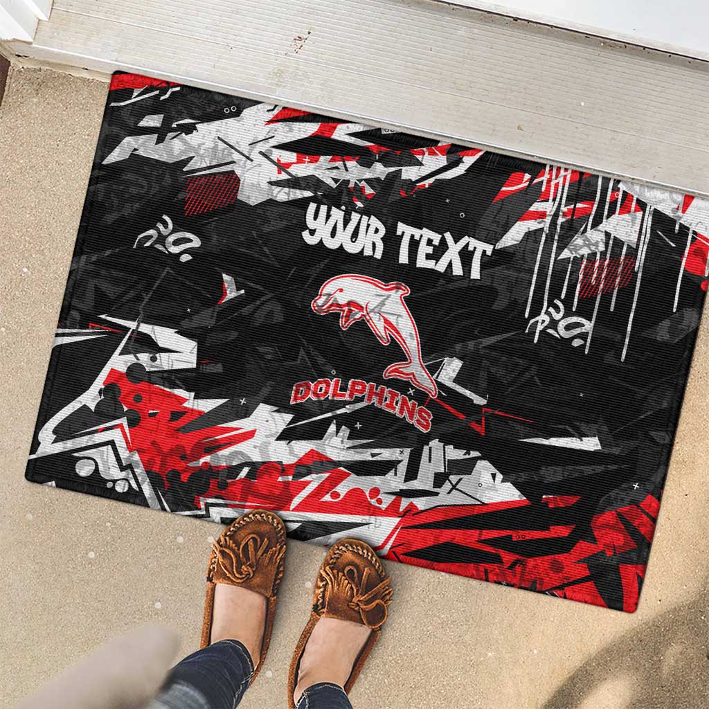 Personalized Dolphins Rubber Doormat Graffiti Grunge Abstract Urban Street Style Design