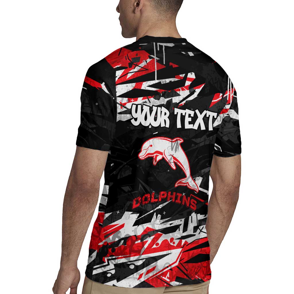 Personalized Dolphins Rugby Jersey Graffiti Grunge Abstract Urban Street Style Design
