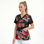 Personalized Dolphins Scrub Top Graffiti Grunge Abstract Urban Street Style Design