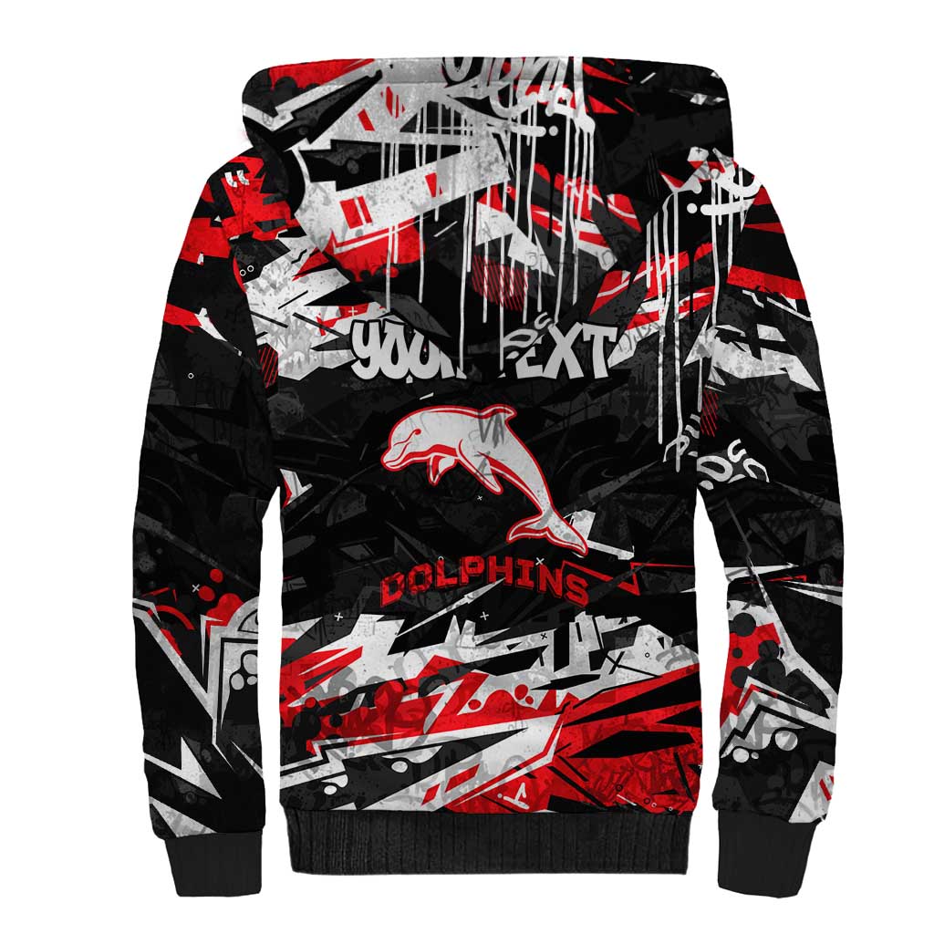 Personalized Dolphins Sherpa Hoodie Graffiti Grunge Abstract Urban Street Style Design