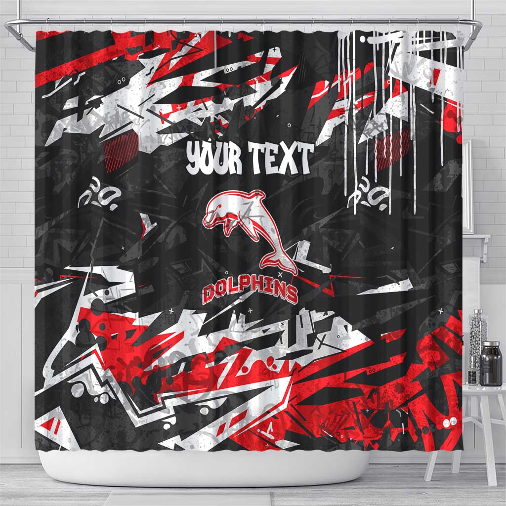 Personalized Dolphins Shower Curtain Graffiti Grunge Abstract Urban Street Style Design